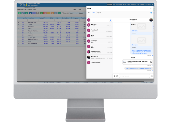 1 Timesuite construction accounting software communication interface.