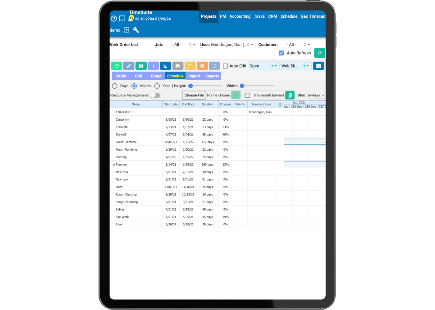 4 TimeSuite construction accounting software service interface.