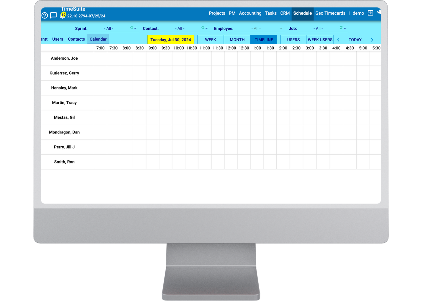 5 TimeSuite construction accounting software scheduling interface.