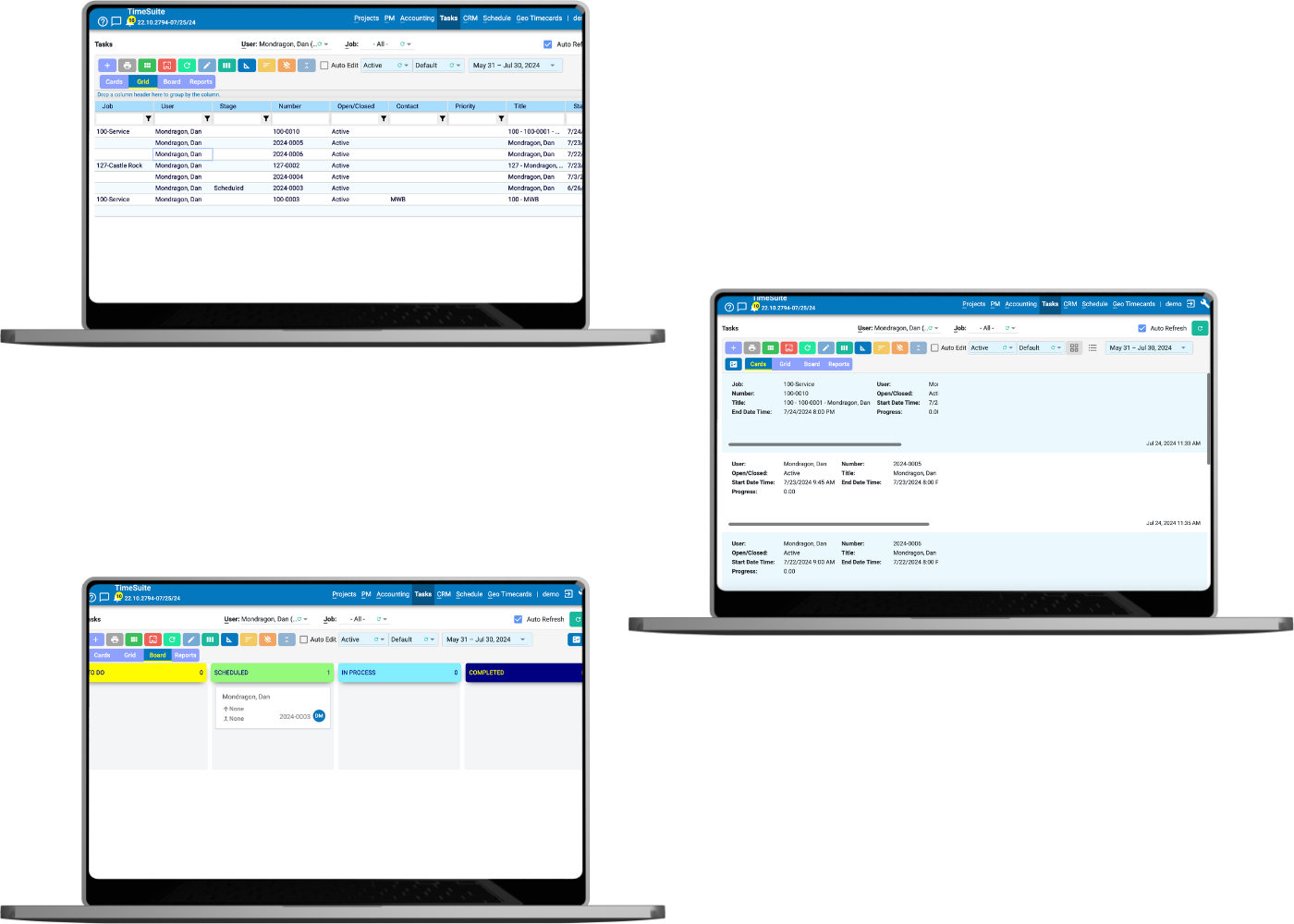 6 TimeSuite construction accounting software visual tools screens.
