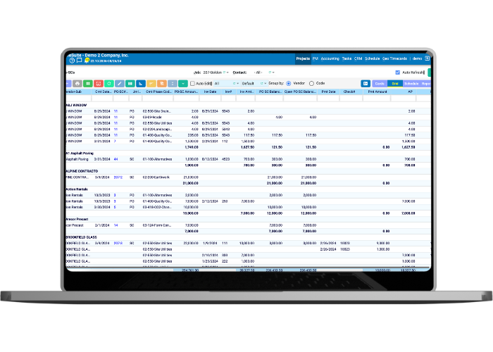 8 TimeSuite construction accounting software committed cost accounting interface.